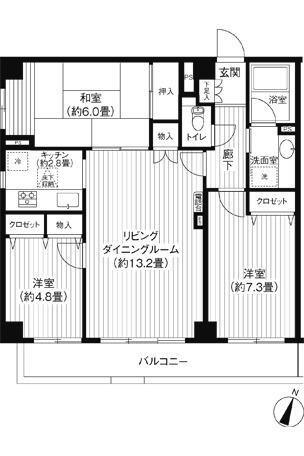 コスモプラザ行徳(3LDK/1階)の間取り写真