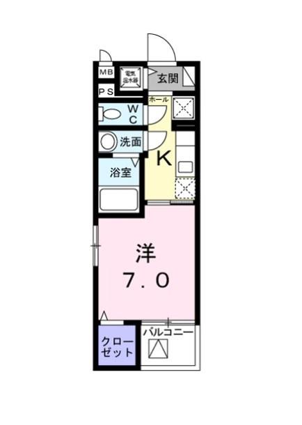 シェモワ 八尾(1K/2階)の間取り写真