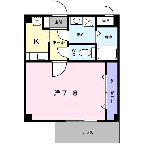 サウスメディオ(1K/1階)の間取り写真