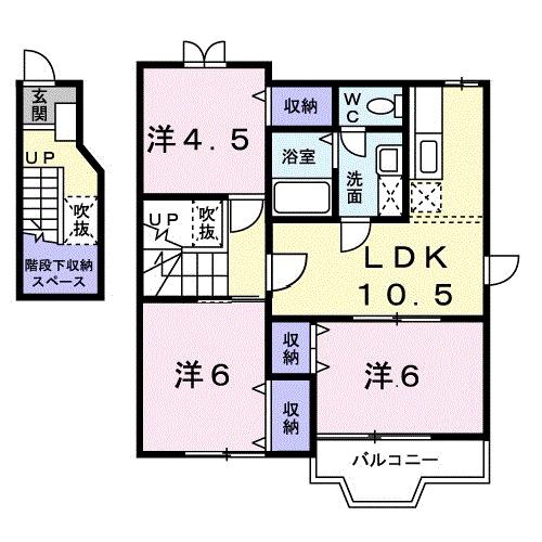 カサ・ブランカD(3LDK/2階)の間取り写真