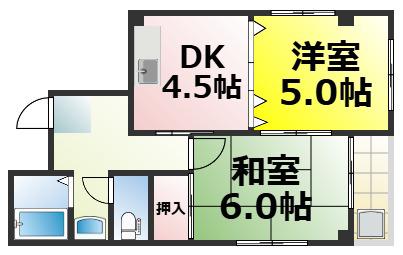 プロスパー大正(2DK/2階)の間取り写真