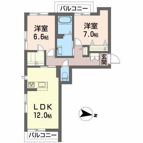 べアーレ(2LDK/3階)の間取り写真