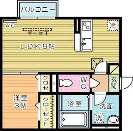 ARIETTA東貫(1LDK/2階)の間取り写真