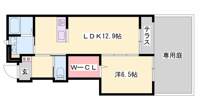 オーヴェスト・ドゥーエ(1LDK/1階)の間取り写真