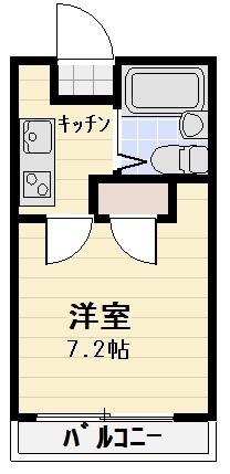 コーポ中村III(1K/1階)の間取り写真