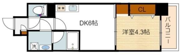 グランパシフィックPINELUXE(1DK/3階)の間取り写真