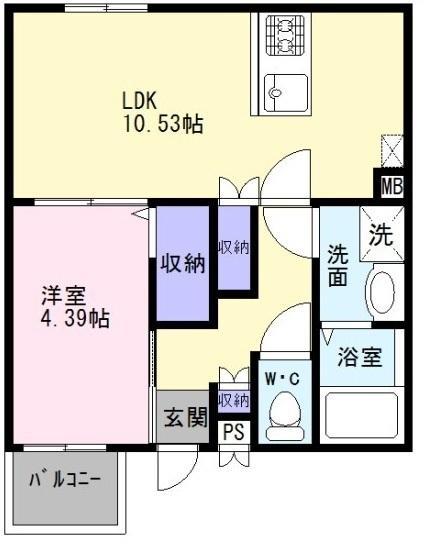 ALEGURIA鳳ノース(1LDK/1階)の間取り写真