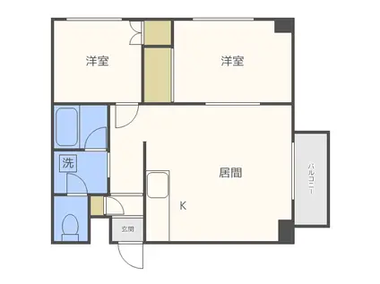 コーポラス河合(2LDK/4階)の間取り写真