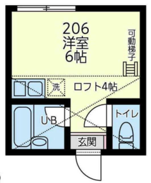 ユナイト仲通マリアージュの杜(ワンルーム/2階)の間取り写真