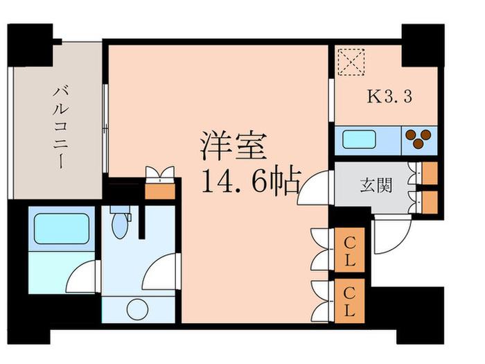 パークアクシス恵比寿(1K/3階)の間取り写真