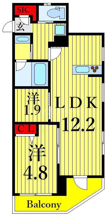 S-RESIDENCE瑞江(2LDK/6階)の間取り写真