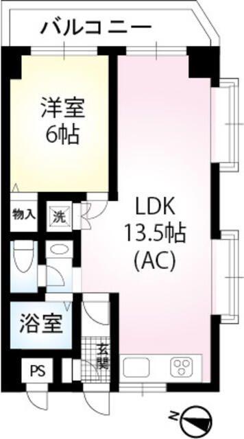 エスポワール東和第2(1LDK/4階)の間取り写真