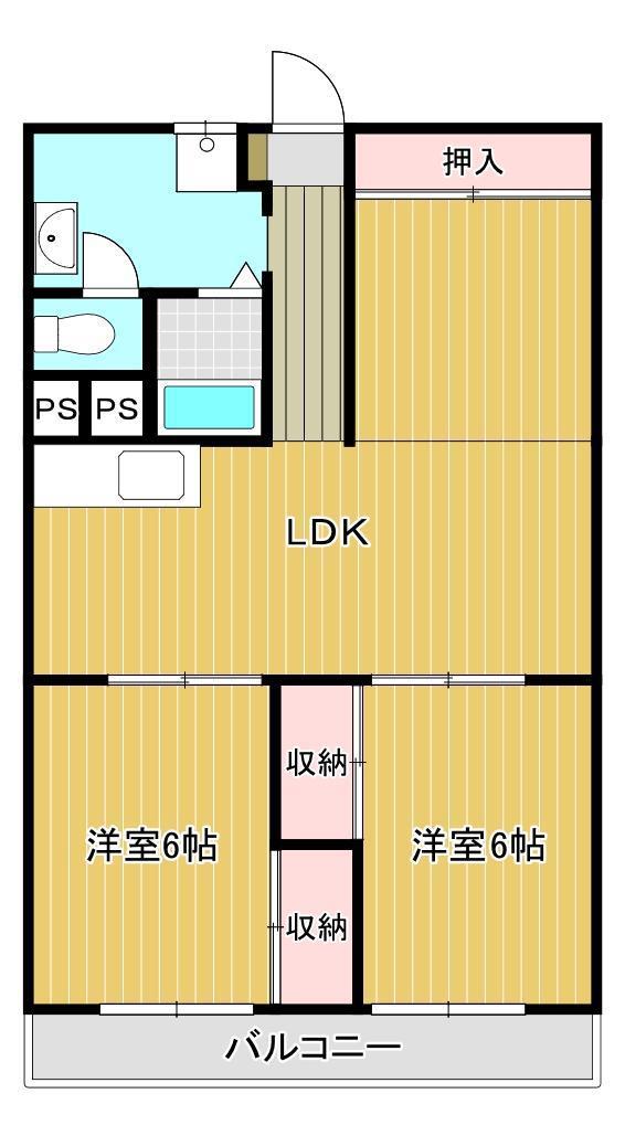 モダニスタ大正町(2LDK/2階)の間取り写真