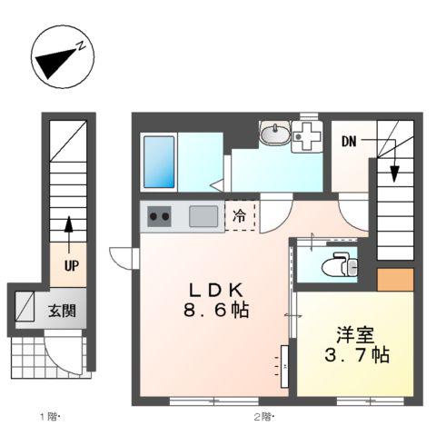 ESPOIR HILLS(1LDK/2階)の間取り写真