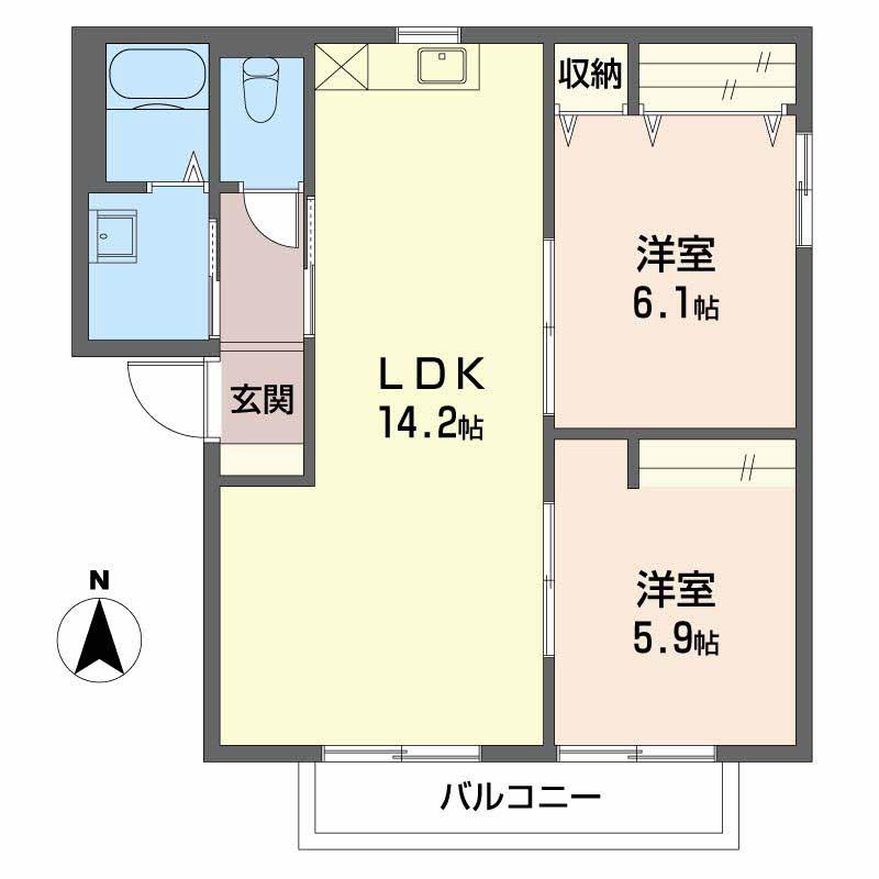 バリュージュあずまだ A棟(3DK/2階)の間取り写真