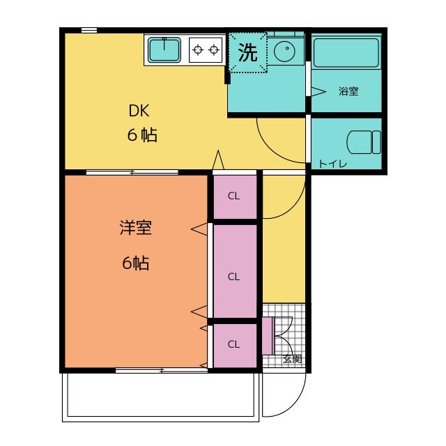 パレスラフィーネ(1DK/1階)の間取り写真