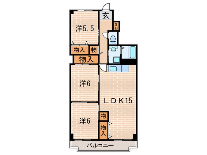 ネオハイツ西宮(3LDK/7階)の間取り写真