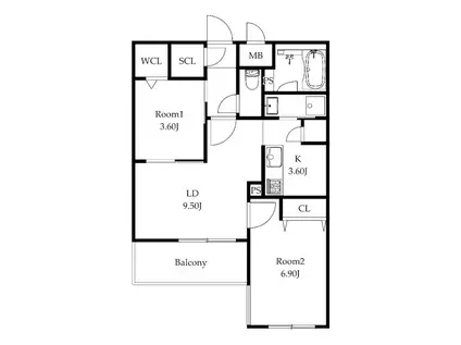 MODERN PALAZZO 姪浜(2LDK/3階)の間取り写真