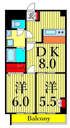 町屋レジデンス(2DK/3階)の間取り写真