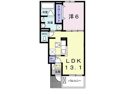 近江鉄道八日市線 八日市駅 徒歩20分 2階建 築8年(1LDK/1階)の間取り写真