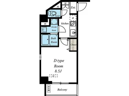 PRUSSIAN(1K/4階)の間取り写真