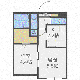 COLORISE白石(1LDK/4階)の間取り写真
