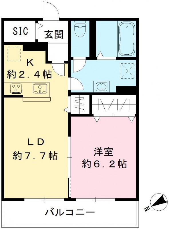 ルリエ目黒中央町(1LDK/2階)の間取り写真