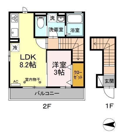 シティハウス高萩M(1LDK/2階)の間取り写真