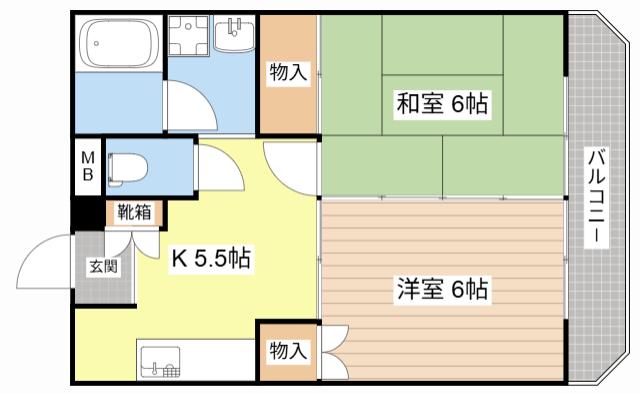 メゾン白銀556(2DK/6階)の間取り写真