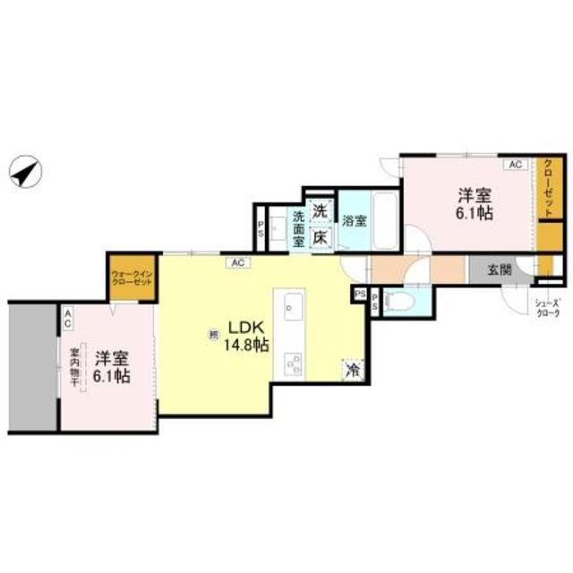 ラ メゾン ピック 中百舌鳥II(2LDK/1階)の間取り写真