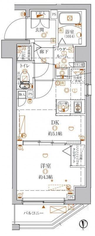 クレイシア本所吾妻橋(1DK/3階)の間取り写真