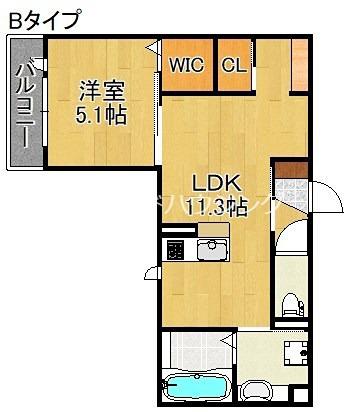 RAYMAISON住吉大社(1LDK/1階)の間取り写真