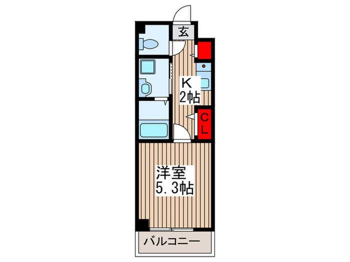 2NDブレスト(1K/3階)の間取り写真