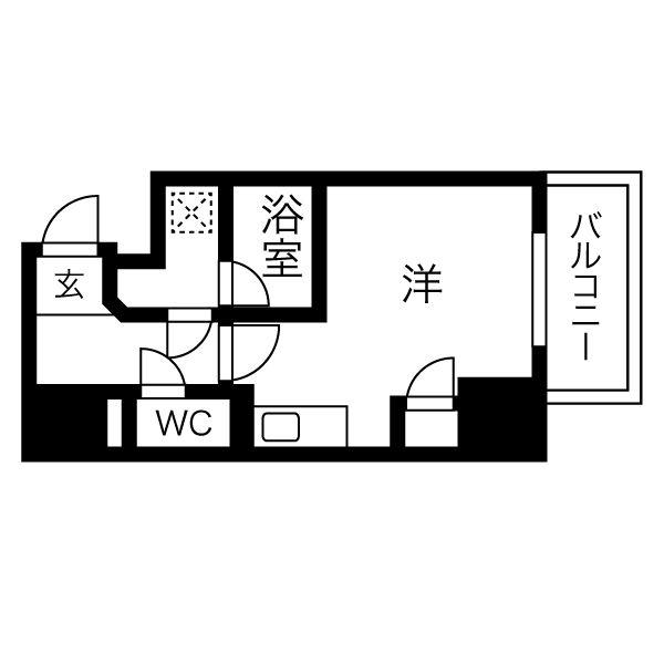 スクエア・アパートメント(ワンルーム/6階)の間取り写真