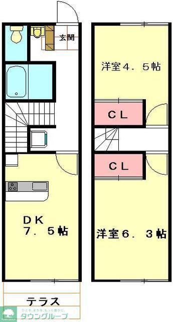 レオパレスFUJIMIIII(2DK/1階)の間取り写真