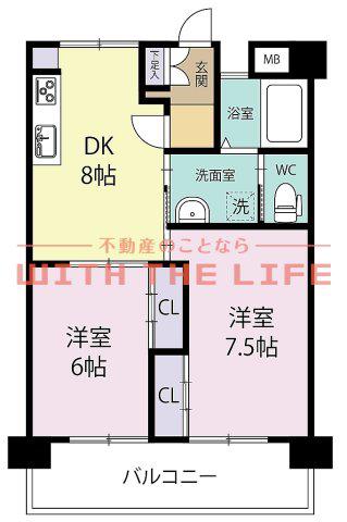 コーポ稲吉(2DK/2階)の間取り写真