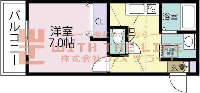 Aレガート久留米大前(1K/2階)の間取り写真