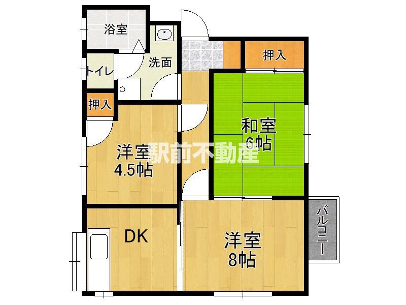 シャトレ深町A(3DK/2階)の間取り写真