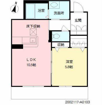 ベレオ佐賀天神(1LDK/1階)の間取り写真