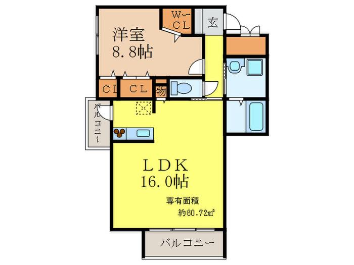 パッショーネ(1LDK/2階)の間取り写真