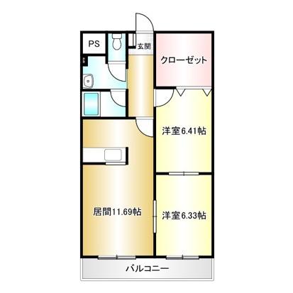 ファミールT(2SLDK/1階)の間取り写真