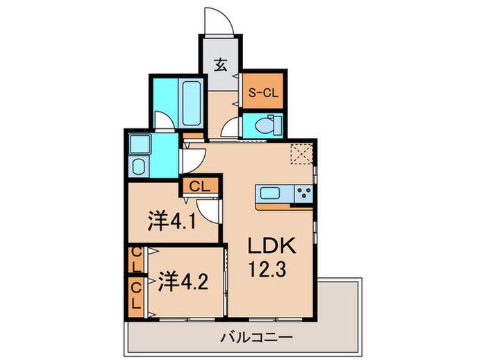 QUEEN`SCOURT伊丹桜ヶ丘(2LDK/1階)の間取り写真