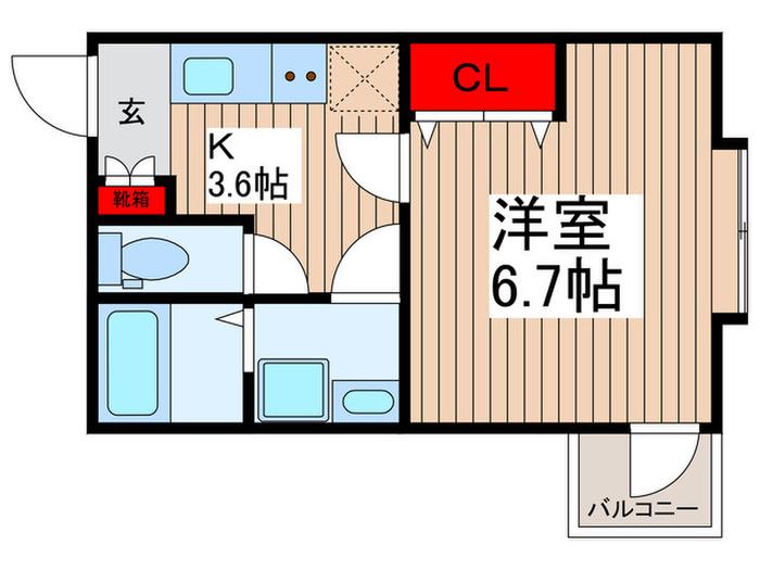 BELLE CREST(1K/1階)の間取り写真