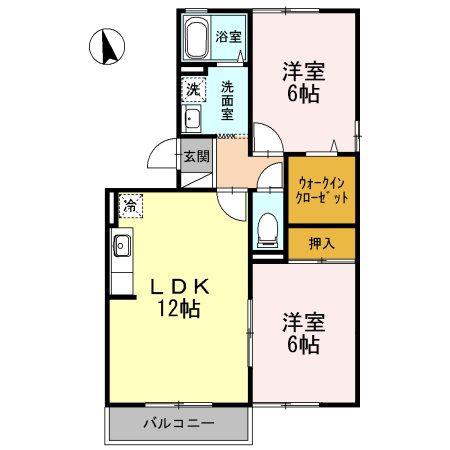 まなび野七番館(2LDK/2階)の間取り写真