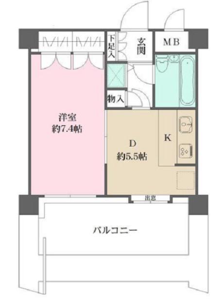 藤和西蒲田コープ(1DK/5階)の間取り写真