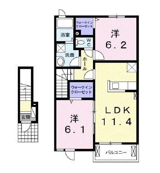 サプール・ヒルズI(2LDK/2階)の間取り写真