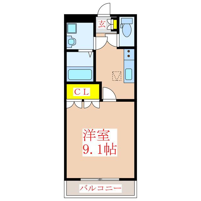 ウイングヒルズ(1K/1階)の間取り写真