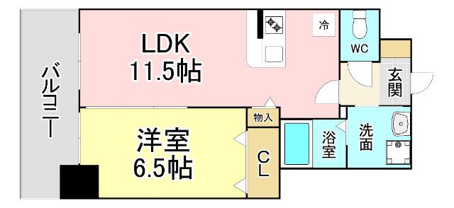 サンシャイン十番館.曽根(1LDK/10階)の間取り写真