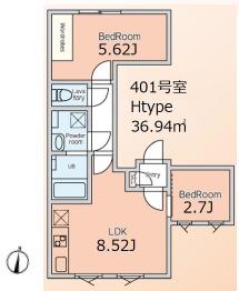 ALERO BASE SASAZUKA サウス(2LDK/4階)の間取り写真