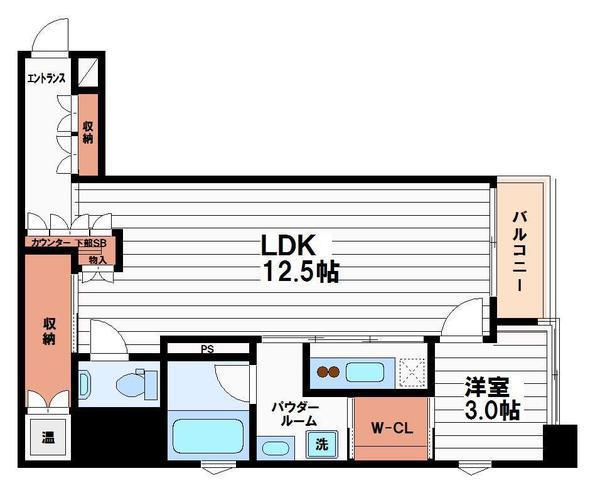 アーバンフラッツ瓦町(1LDK/7階)の間取り写真